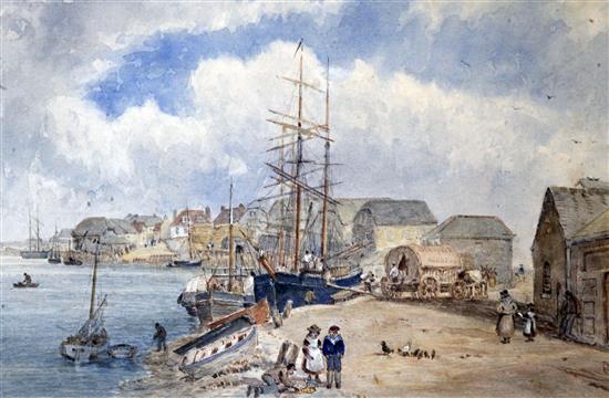 English School c.1860 Littlehampton Harbour largest 28 x 41cm, unframed